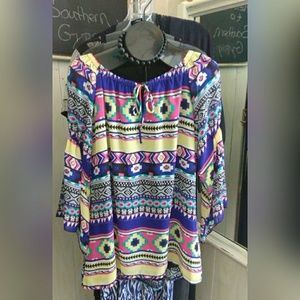 Multi-colored tribal print top